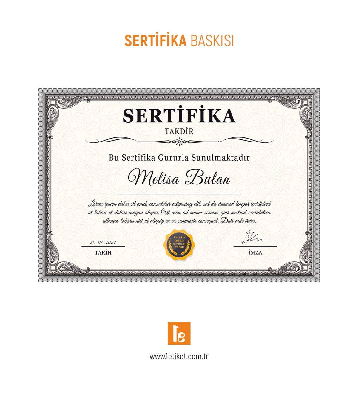 Sertifika Standart Baskısı