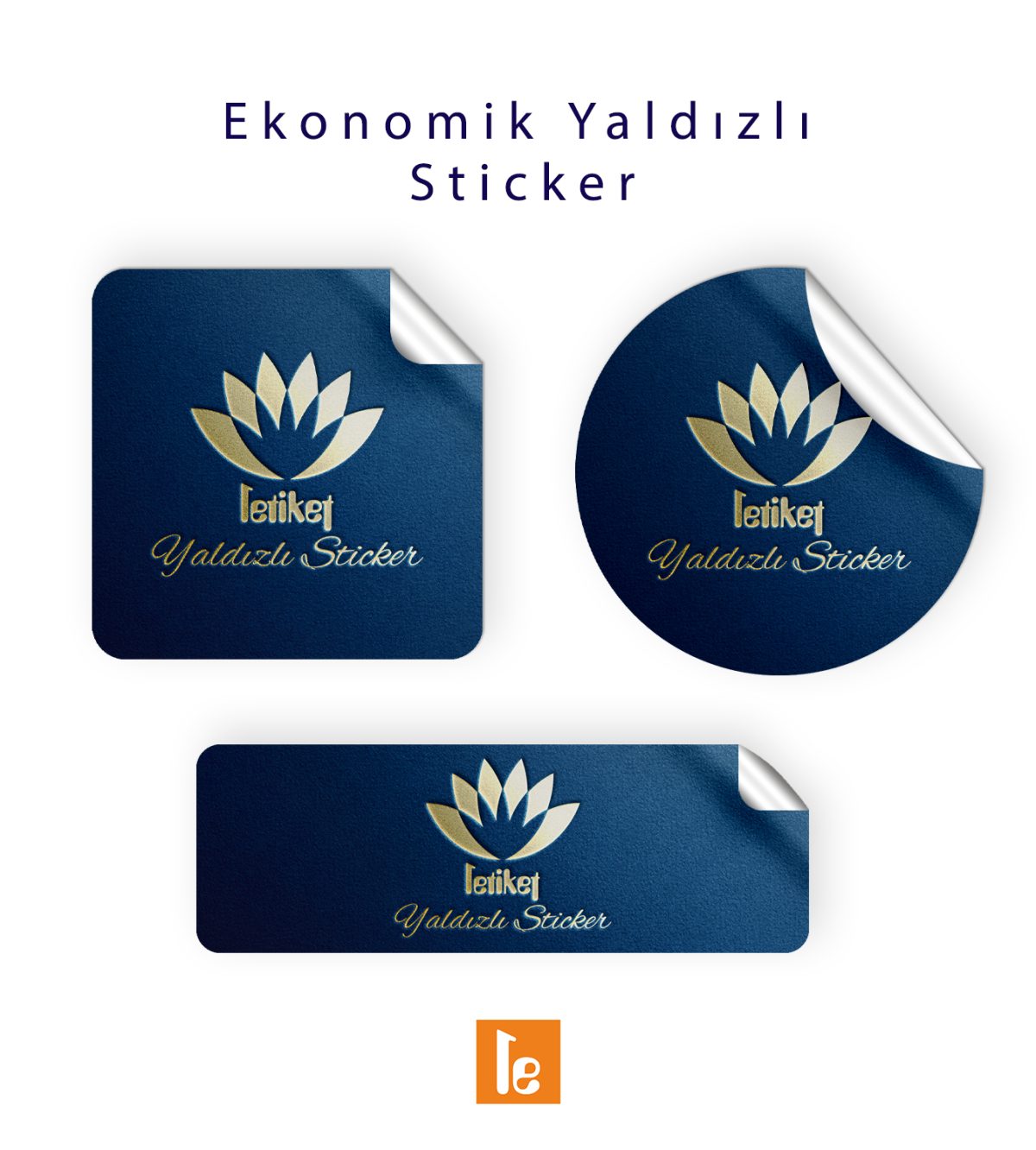 16x20 cm Ekonomik Özel Kesim Yaldızlı Sticker/Etiket