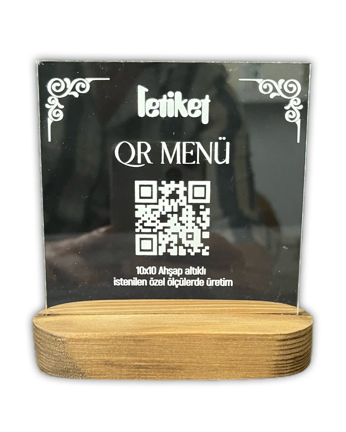 Pleksi QR Menü Baskısı | Ahşap Altlık - Görsel 4