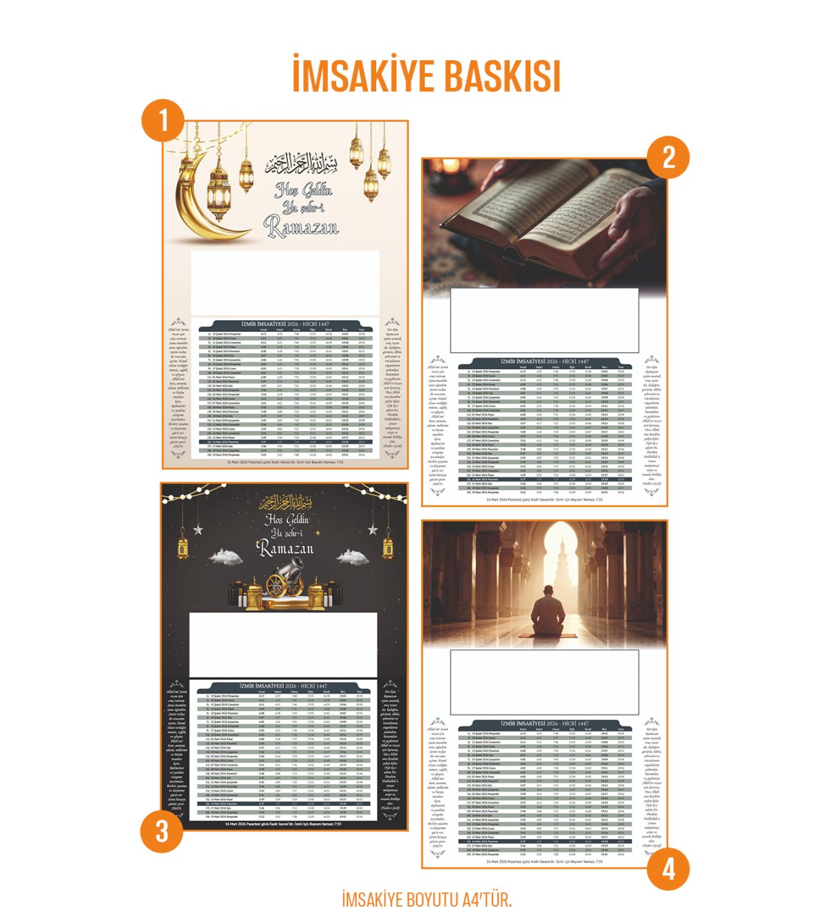 İmsakiye Baskısı – Özel Tasarım ve Full Renk Baskı Seçenekleri - Görsel 2