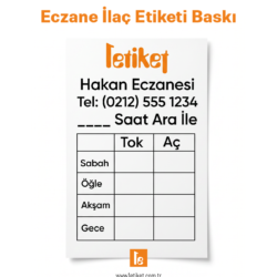 Eczane İlaç Tarif Etiketi 1 eczane ilaç tarif etiketi baskı örneği