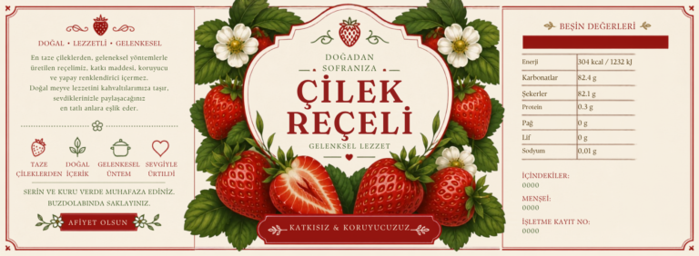 Çilek Reçeli Etiket Tasarımı #1