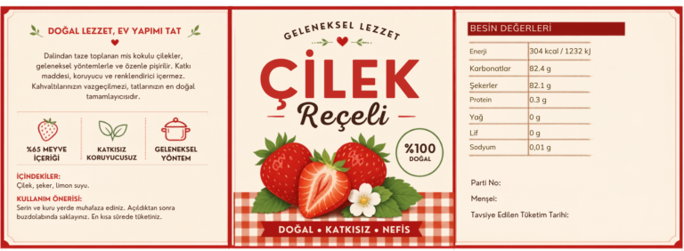 Çilek Reçeli Etiket Tasarımı #5