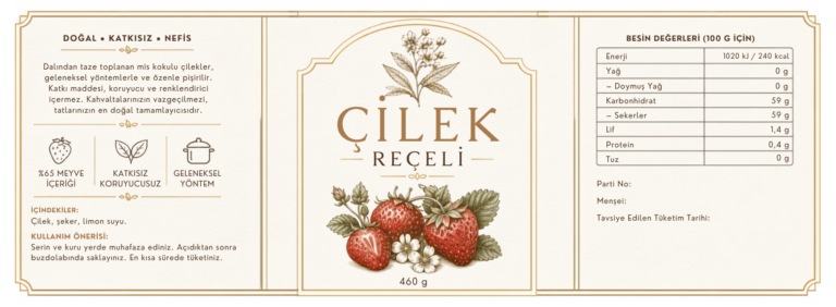 Çilek Reçeli Etiket Tasarımı #6