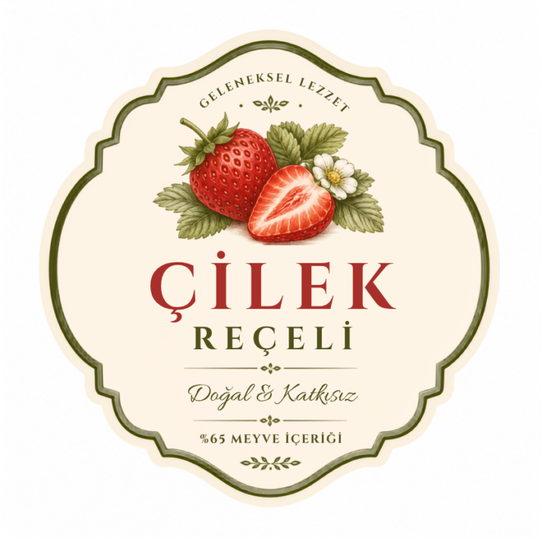 Çilek Reçeli Etiket Tasarımı #8